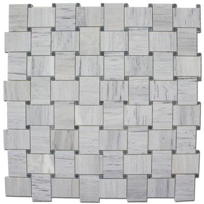 Solto White Marble Basket Weave Mosaic