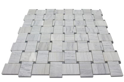 Solto White Marble Basket Weave Mosaic