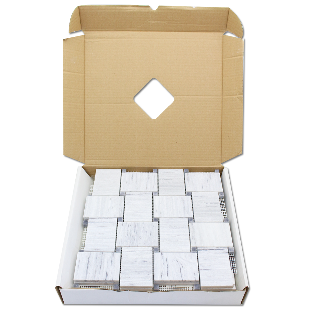 Solto White Marble Basket Weave Mosaic