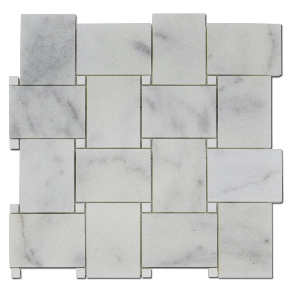 Milas White Large Basket with Bianco Venato Dolomite