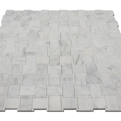 Milas White Large Basket with Bianco Venato Dolomite