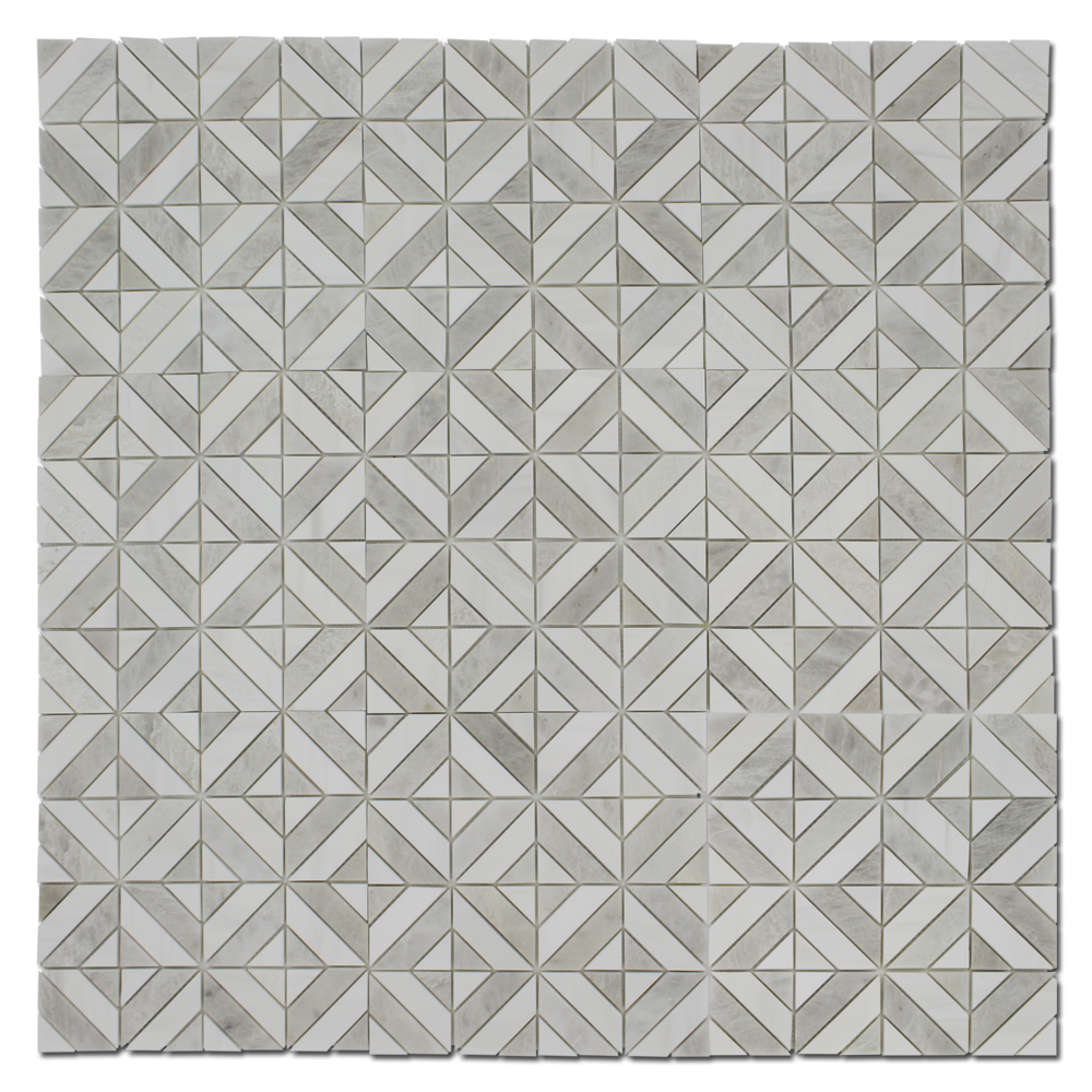 Bianco Venato Dolomite & Iceberg-Matrix Mosaic Close-Up