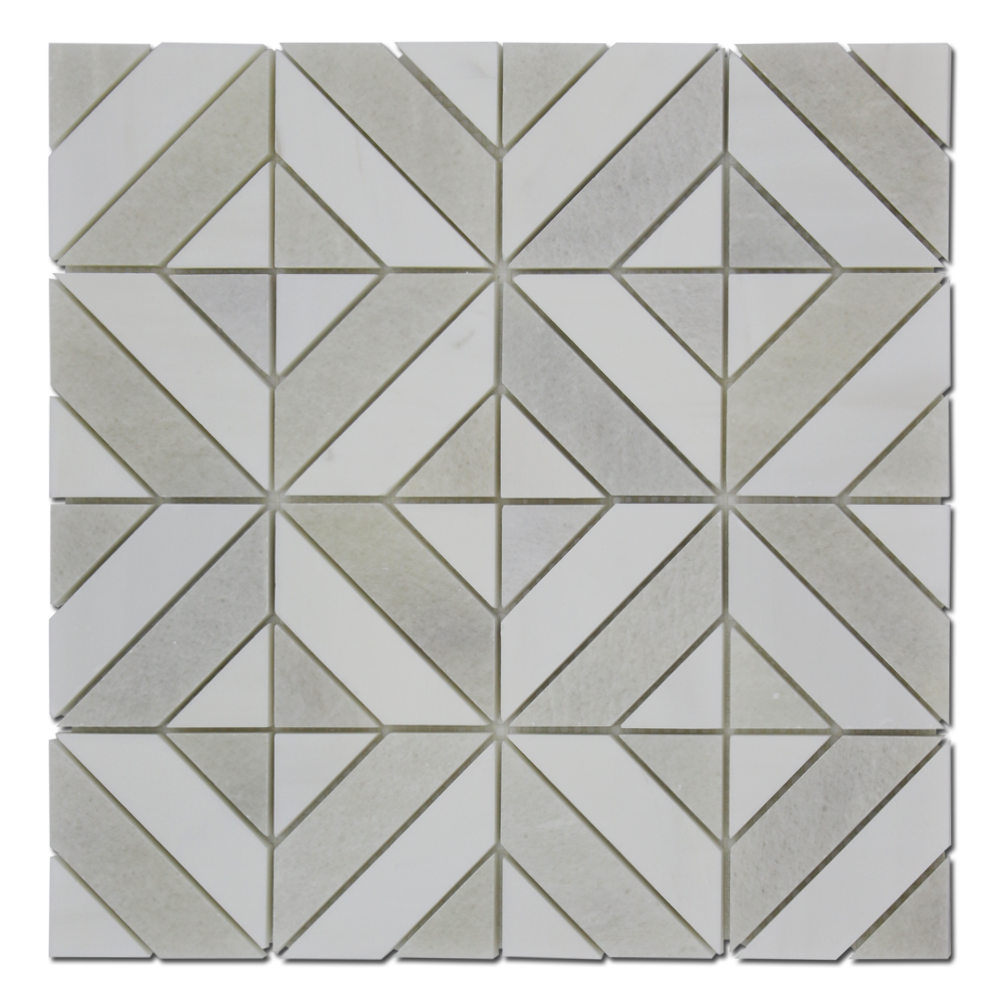 Matrix Mosoaic Bianco Venato Dolomite &amp; Imperial White-Matrix – 12″ Dolomite / White