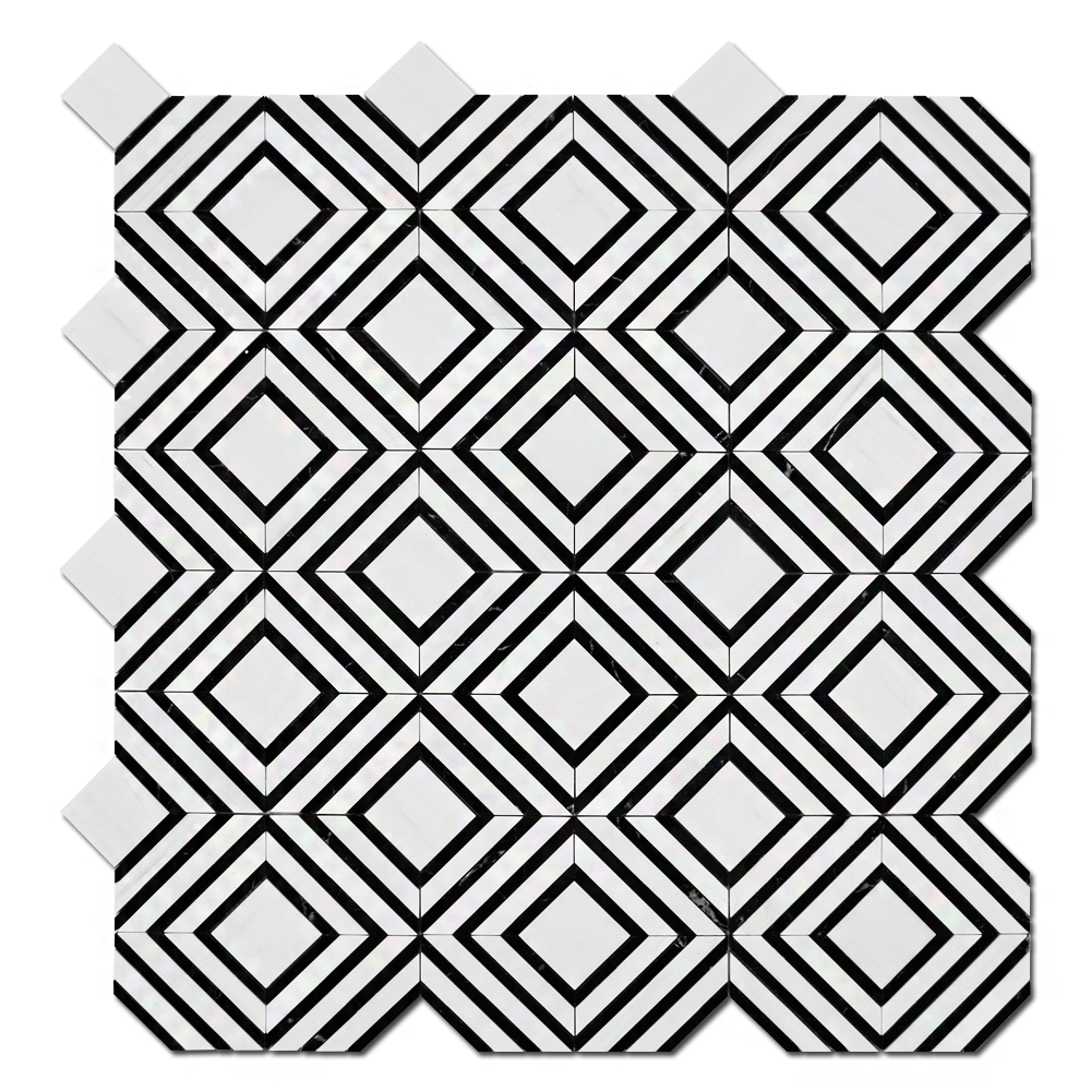 Bianco Venato Dolomite Maze – Dolomite with Taurus Black