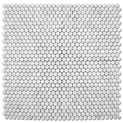 Penny Round Mosaic Carrara Honed