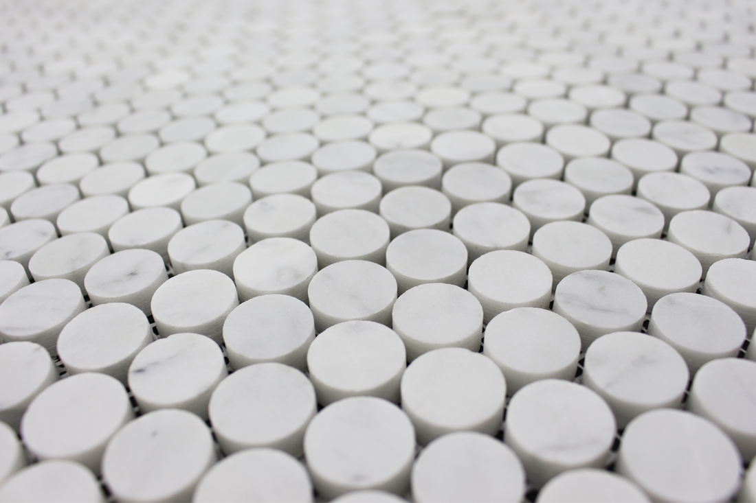 Penny Round Mosaic Carrara Honed