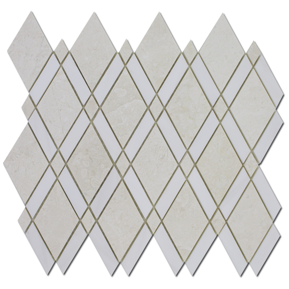 Perla Marble Rhomboid with Bianco Venato Dolomite