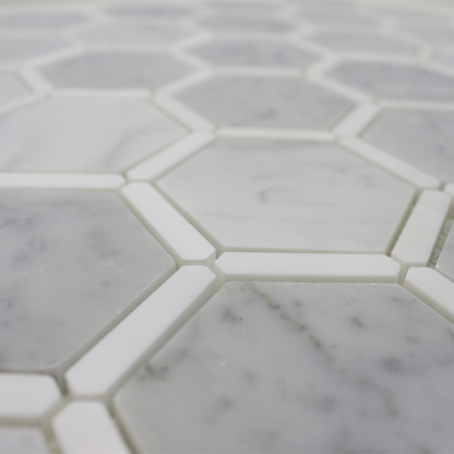 Sanibel Mosaic 3″ Honeycomb – Carrara w/Bianco Venato Dolomite