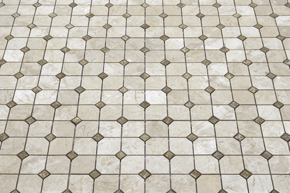 Crema Nouva 2″ Hex with Emperador