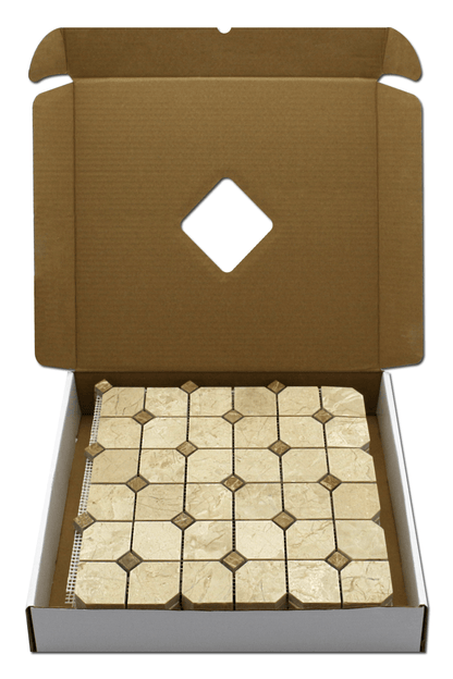 Crema Nouva 2″ Hex with Emperador