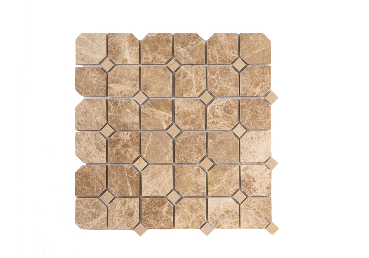 Matrix Mosoaic 2″ Hex Emperador with Crema Nouva Polished