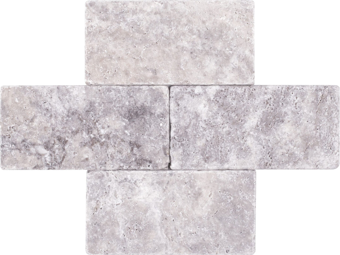 Silver Travertine 3&quot; x 6&quot; Tumbled